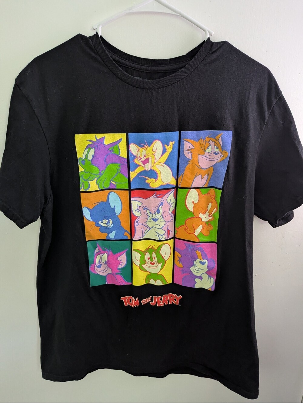 Tom and Jerry Character Grid Graphic T-Shirt Black Large